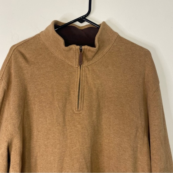 Men's Lands End Brown Pull Over Quarter Zip Sweater Size XL Business Casual - Picture 4 of 14